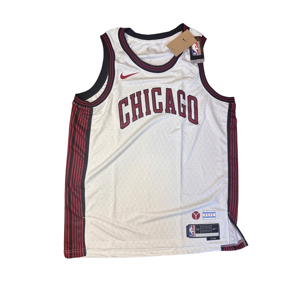 Nike Chicago Bulls City Edition Swingman Jersey Mens XL White Red DO9622-100